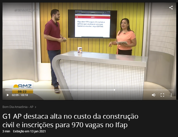 Registro da tela do portal GloboPlay com reportagem da TV Amapá